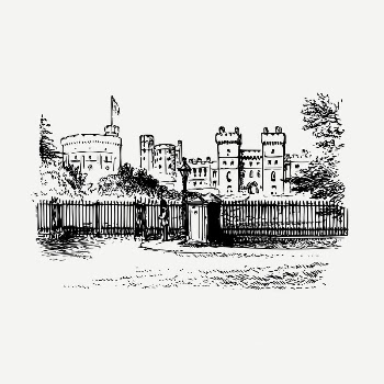 Windsor Castle  drawing, vintage | Free PSD - rawpixel