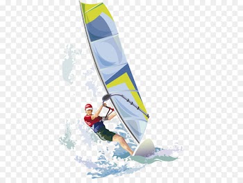 Windsurfing Kitesurfing Illustration - Cartoon Surfing 