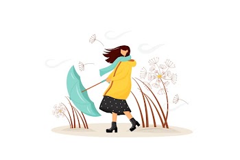 Windy weather flat concept vector illustration