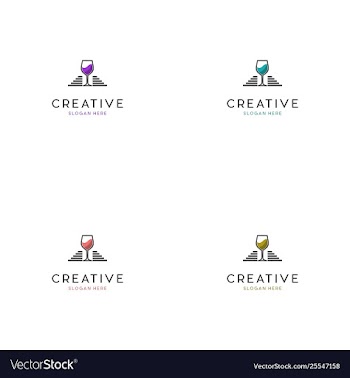 Wine drink creative business logo design vector image