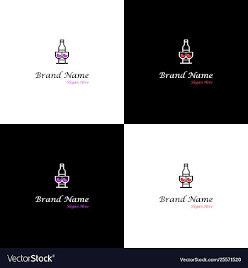 Wine drink nightclub creative logo design vector image