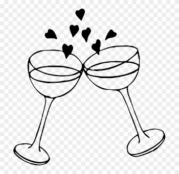 Wine Glasses - Black And White Wedding Clipart