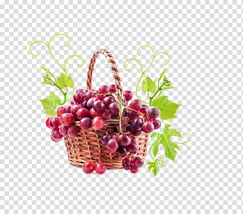 Wine Grape leaves Auglis Vegetable, A basket of grapes transparent background PNG clipart