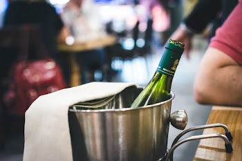 Wine in an ice bucket in a restaurant 