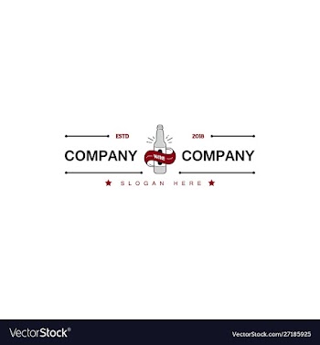 Wine label bottle logo with classic and vintage vector image