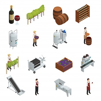 Wine production isometric set Free Vector