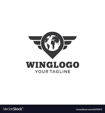 Wing world logo with pin vector image
