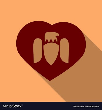 Wings heart emblem in flat style in shadow vector image