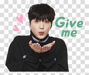 WINNER Line, man blowing kiss and wearing black jacket transparent background PNG clipart