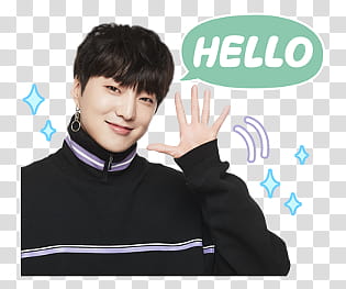 WINNER Line, man in black sweater raising left hand transparent background PNG clipart