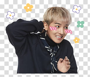 WINNER Line, man wearing black jacket with flowers transparent background PNG clipart
