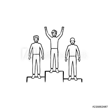 Winners on the podium hand drawn outline doodle icon