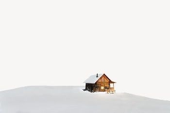 Winter cabin border, snowy land | Free PSD - rawpixel