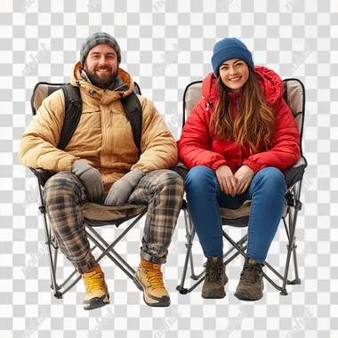 Winter Camping Duo: A Full Body Portrait