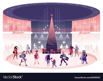 Winter city people vector image
