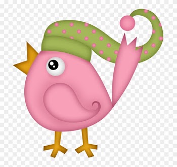 Winter Clipart, Christmas Clipart, Pink Bird, Piggy - Clip Art