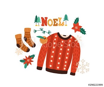 Winter clothes flat vector illustration