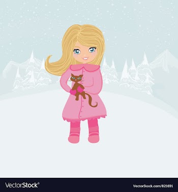 Winter girl and her cat vector image