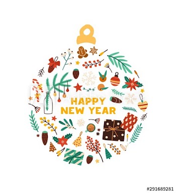 Winter holiday symbols flat vector illustration