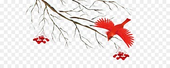 Winter Icon - Winter Snowy Branch with Bird PNG Clipart Image 