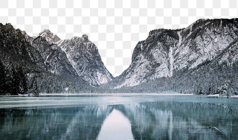 Winter lake mountain png border, | Free PNG - rawpixel
