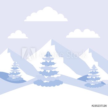 winter landscape mountains alps and pine trees
