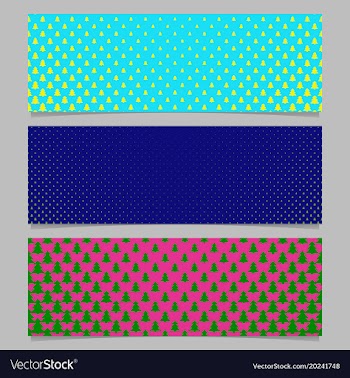 Winter pine tree pattern banner template set vector image
