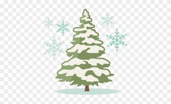 Winter Pine Tree Silhouette Clipart - Christmas Tree With Snow Silhouette