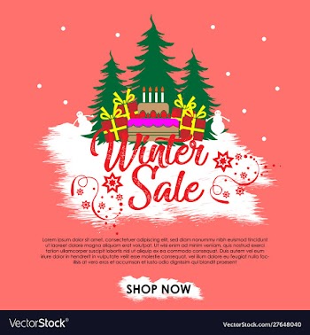 Winter sale banner bakcground with crishtmas tree vector image