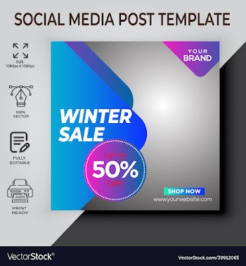 winter sale social media post design