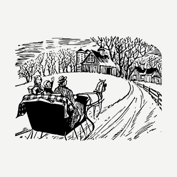 Winter sleigh ride drawing, vintage | Free PSD - rawpixel
