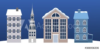 Winter town vector illustration