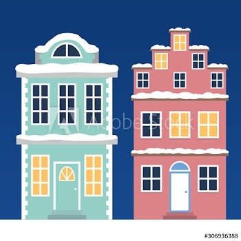 Winter town vector illustration
