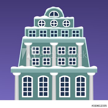 Winter town vector illustration