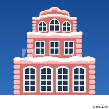 Winter town vector illustration