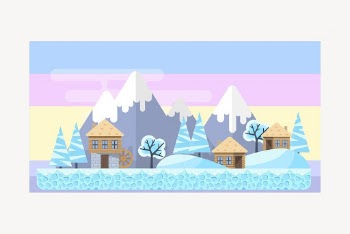 Winter village clipart, aesthetic illustration. | Free Photo - rawpixel