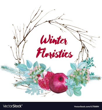 Winter Watercolor Floristic Composition vector image