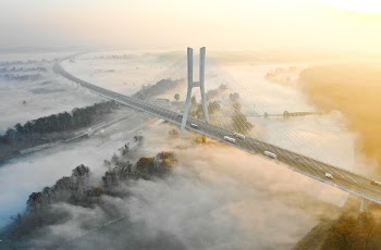 Wire Bridge Aerial Photo during Golden Hour