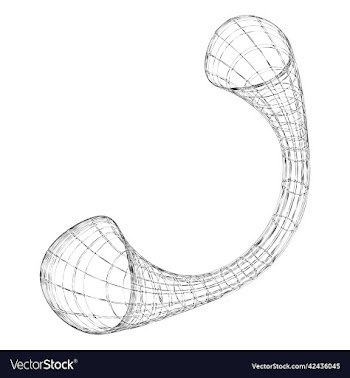 wireframe 3d figure of curved shape on white