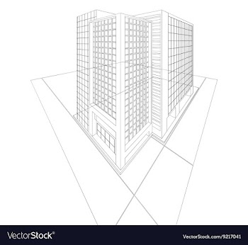 Wireframe building exterior vector image