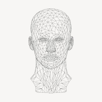 Wireframe head sticker, xx illustration | Free Vector - rawpixel