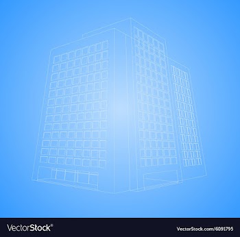 Wireframe office building vector image