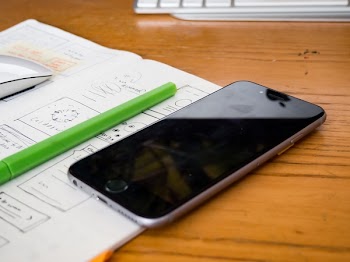          Wireframe Sketch Desk Wood Mobile Device Free Photo     
