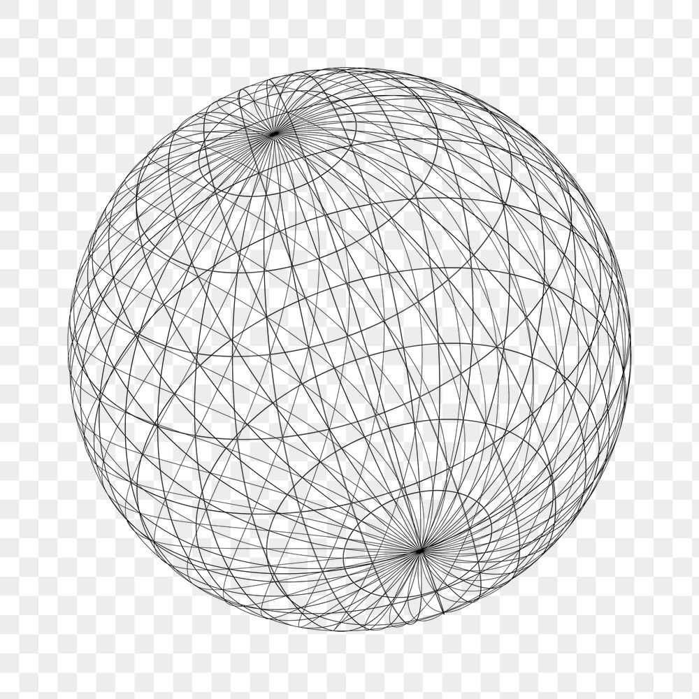 Wireframe sphere png sticker, geometric | Free PNG - rawpixel