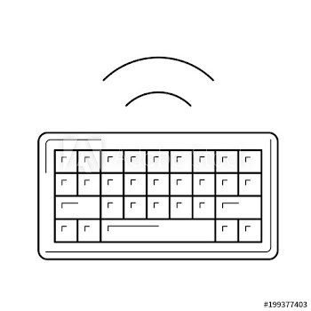 Wireless keyboard vector line icon isolated on white background