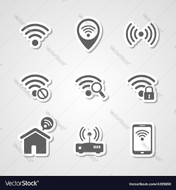  					Wireless local network internet access point icons vector image														