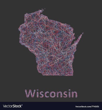 Wisconsin line art map vector image