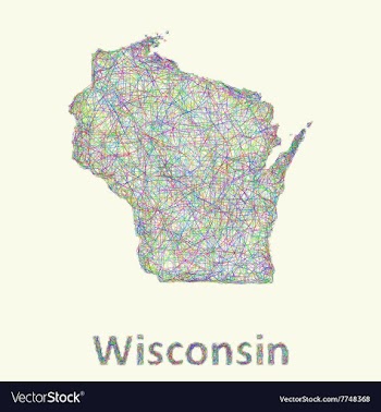 Wisconsin line art map vector image