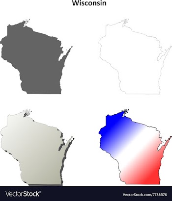 Wisconsin outline map set vector image