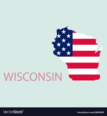 Wisconsin state of america with map flag print on vector image